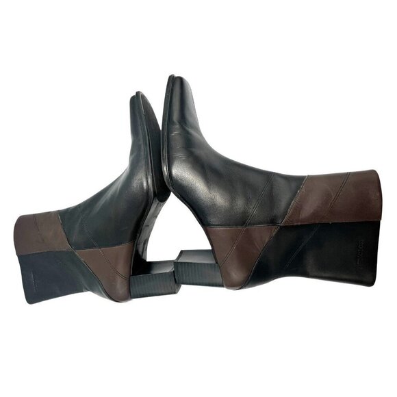Isotoner Womens Patchwork Leather Ankle Boots Size 8 Platform Block Heel Y2K 90s - Picture 11 of 16